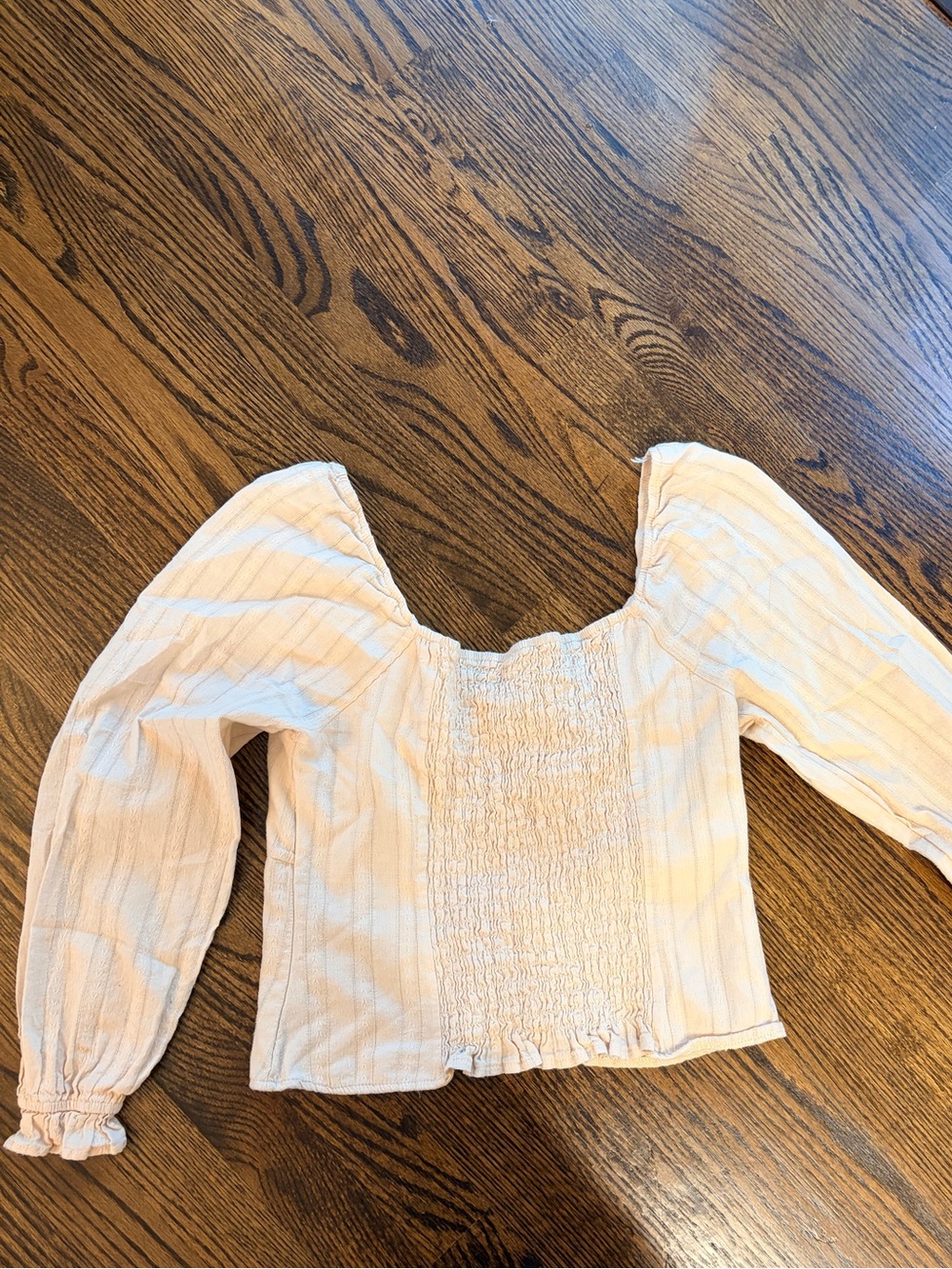 URBAN Romantics Peach Stripe Smocked Crop Top - Picture 3 of 3